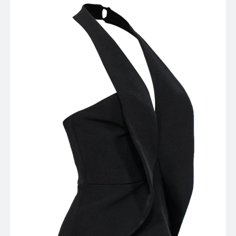 Keepsake black halter top with a draped  design and peplum hem. XS and NWT